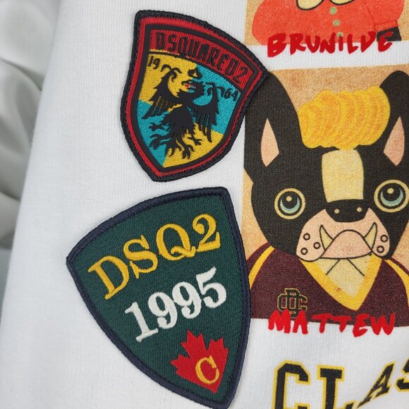 NWT~$585~DSQUARED2~XL~ITALY~WHITE BLACK YEARBOOK CLASS SWEATSHIRT SHIRT JACKET - Picture 3 of 16